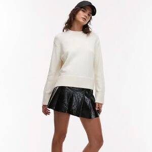 NWT Mango mini leather look pleated skirt